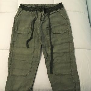 Anthropologie army green linen pants